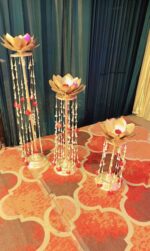 lotus flower design ke brass/iron decorative floor stands